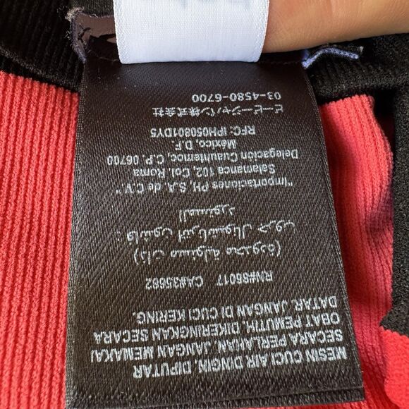 BEBE Dress Size P/S Coral Red Black Stripe Off Shoulder Bodycon Y2K Body Shaping - Picture 11 of 11